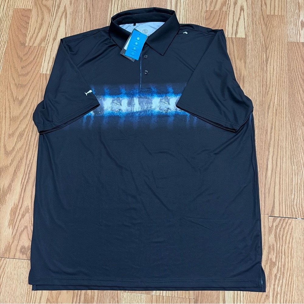 Scales Men's Polo Shirt in Black with Blue Accents